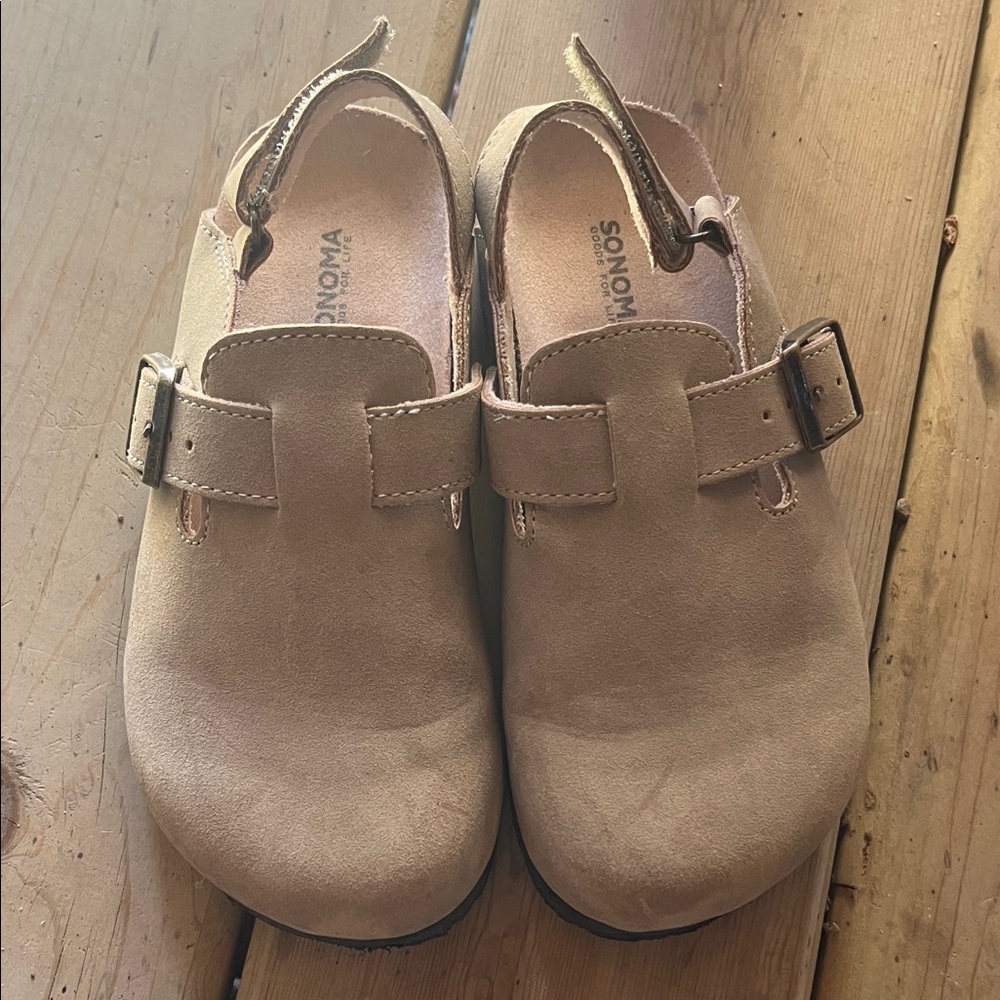 Sonoma Kids Tan Suede Moccasin-Style Closed-Toe Sandals